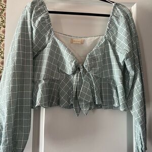 Altar'd State Multicolored Puff Sleeve Crop Blouse